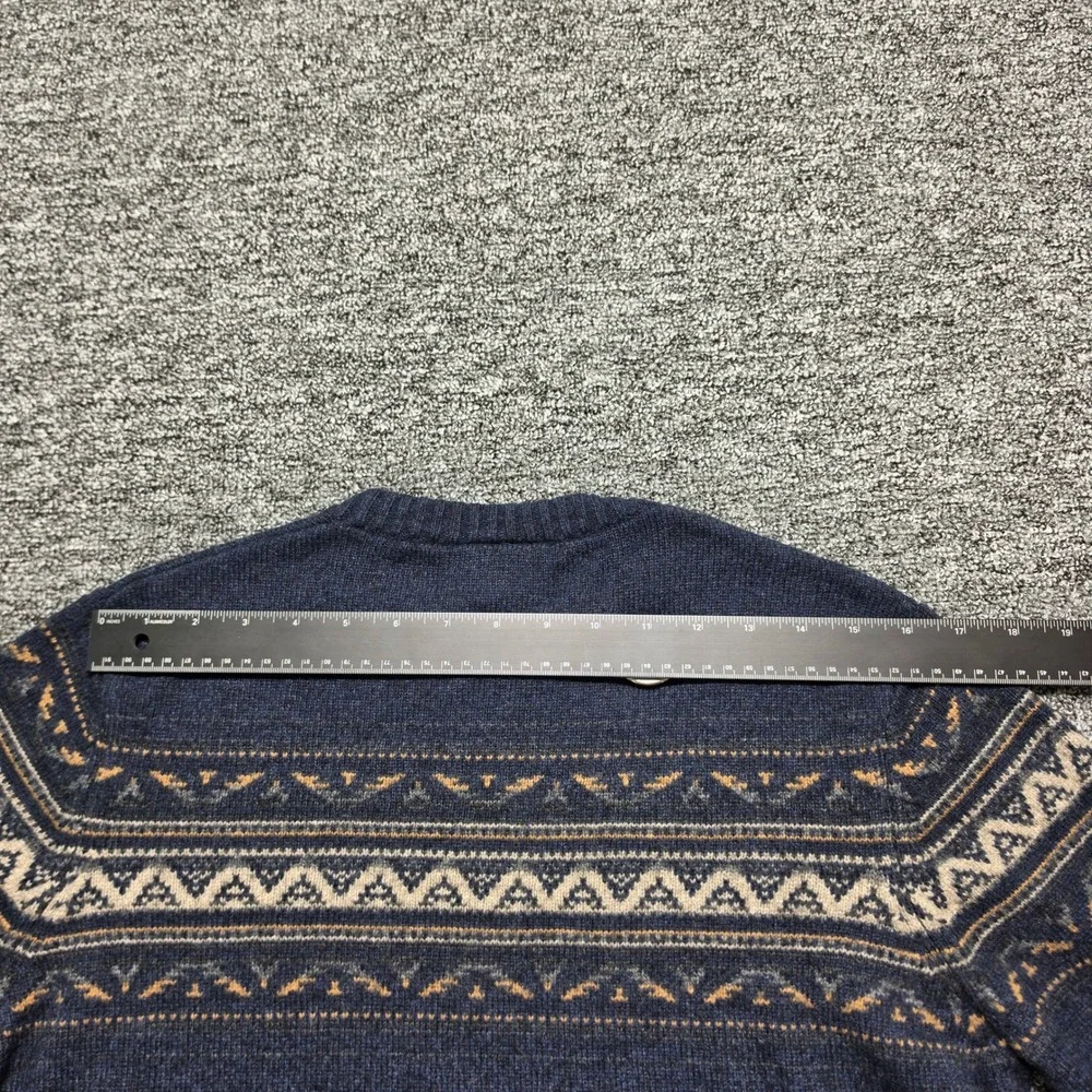 Sweater Sherpa Large Mens Blue‎ Excellent Merino Alpaca Fair Isle Crewneck